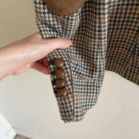 Zara Double Breasted Houndstooth Blazer Size Small - Dark Academia Aesthetic - Picture 6 of 12